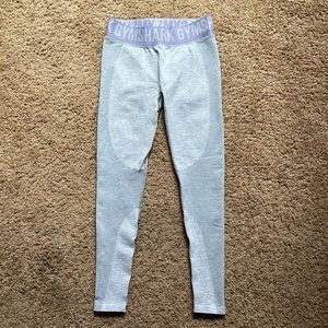 Gymshark Flex Leggings - Light Grey Marl/Blue